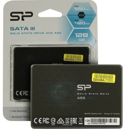 Твердотельный диск 128GB Silicon Power A55, M.2 2280, SATA III [R/W - 560/530 MB/s] TLC